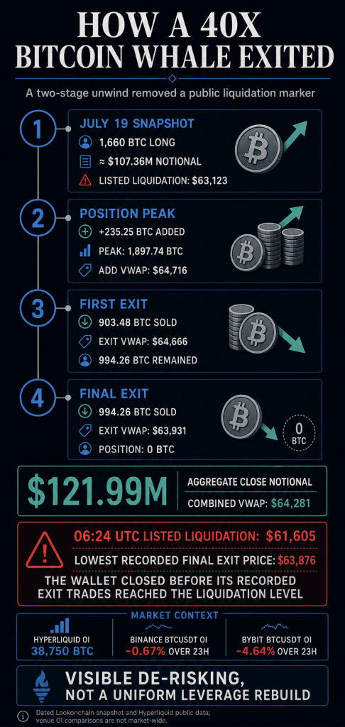 Bitcoin whale dumps $122 million 40x long right before liquidation can strike